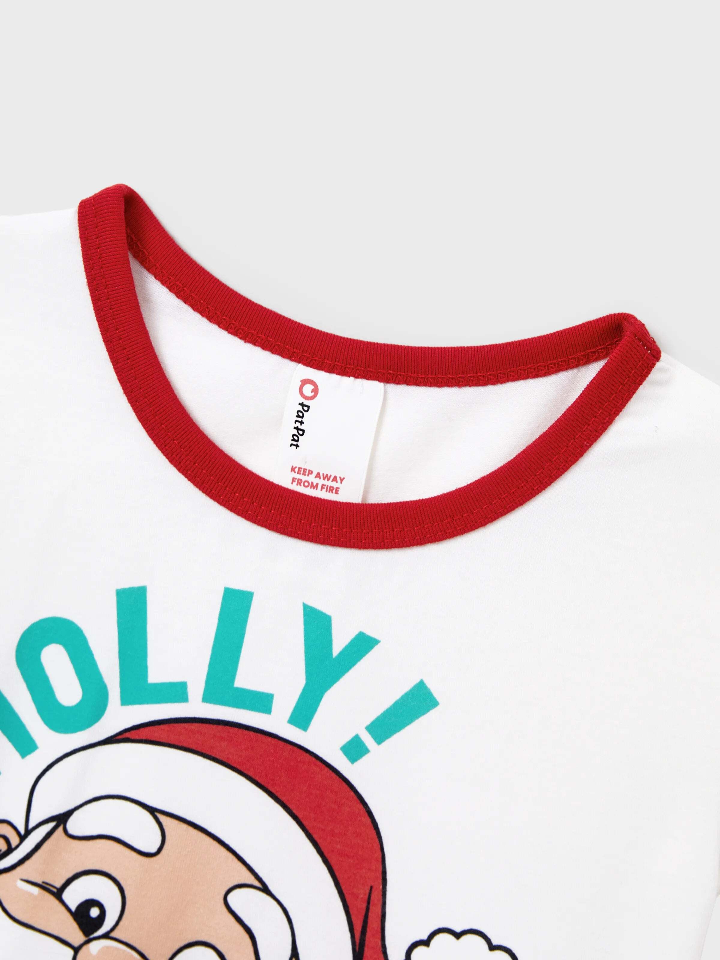 Christmas Matching Family Pajamas Set Santa Claus and Snowflakes Red Stripes PJS Red