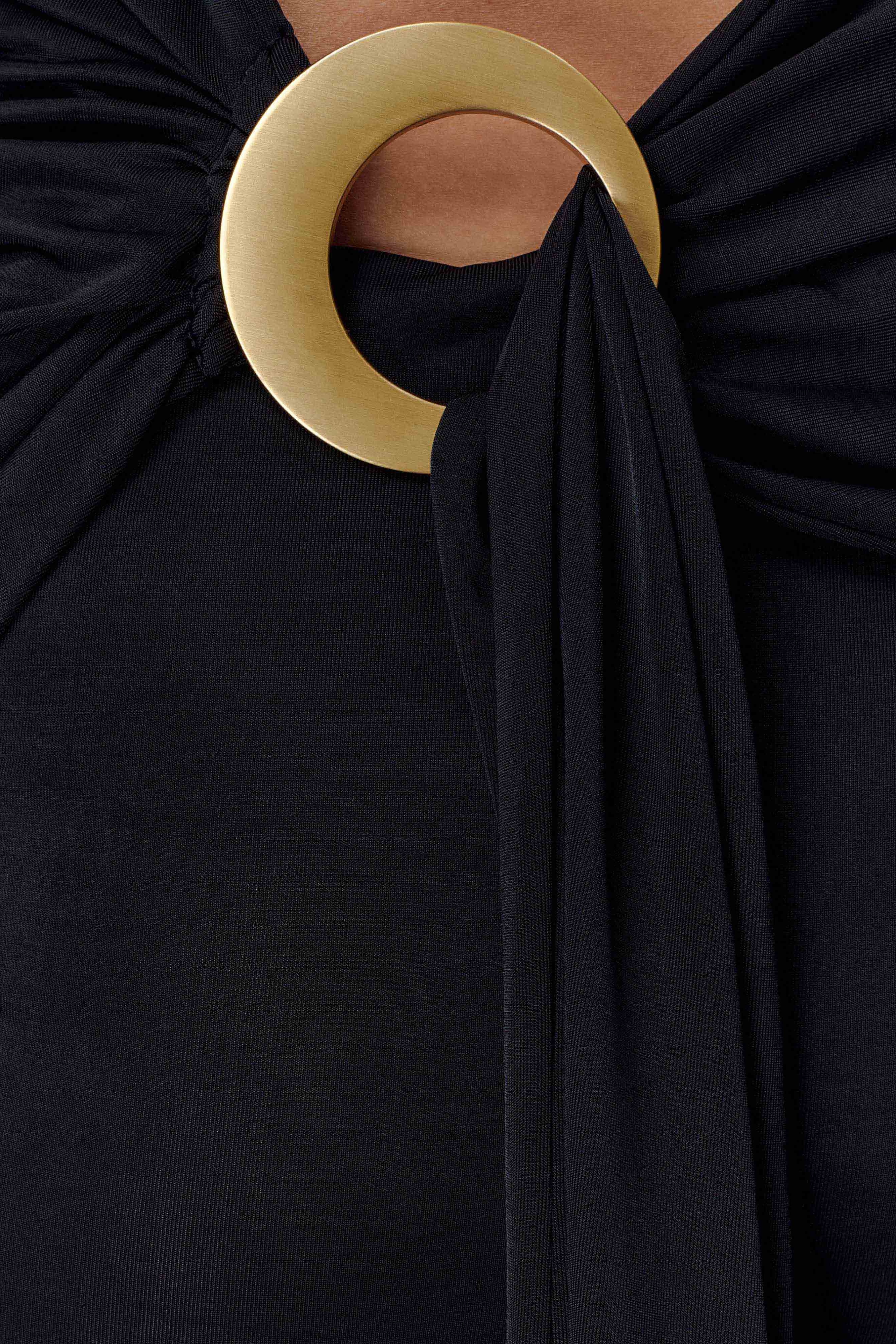 Black Slinky Mini Dress With Hardware