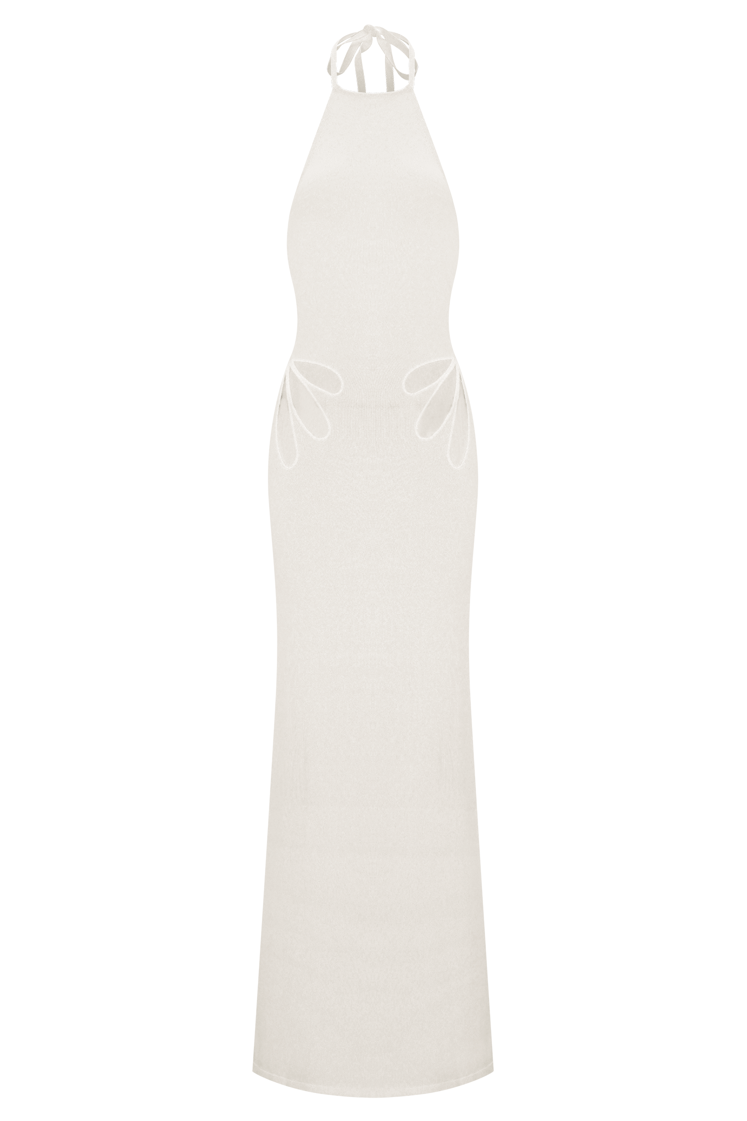 White Knit Halter Maxi Dress