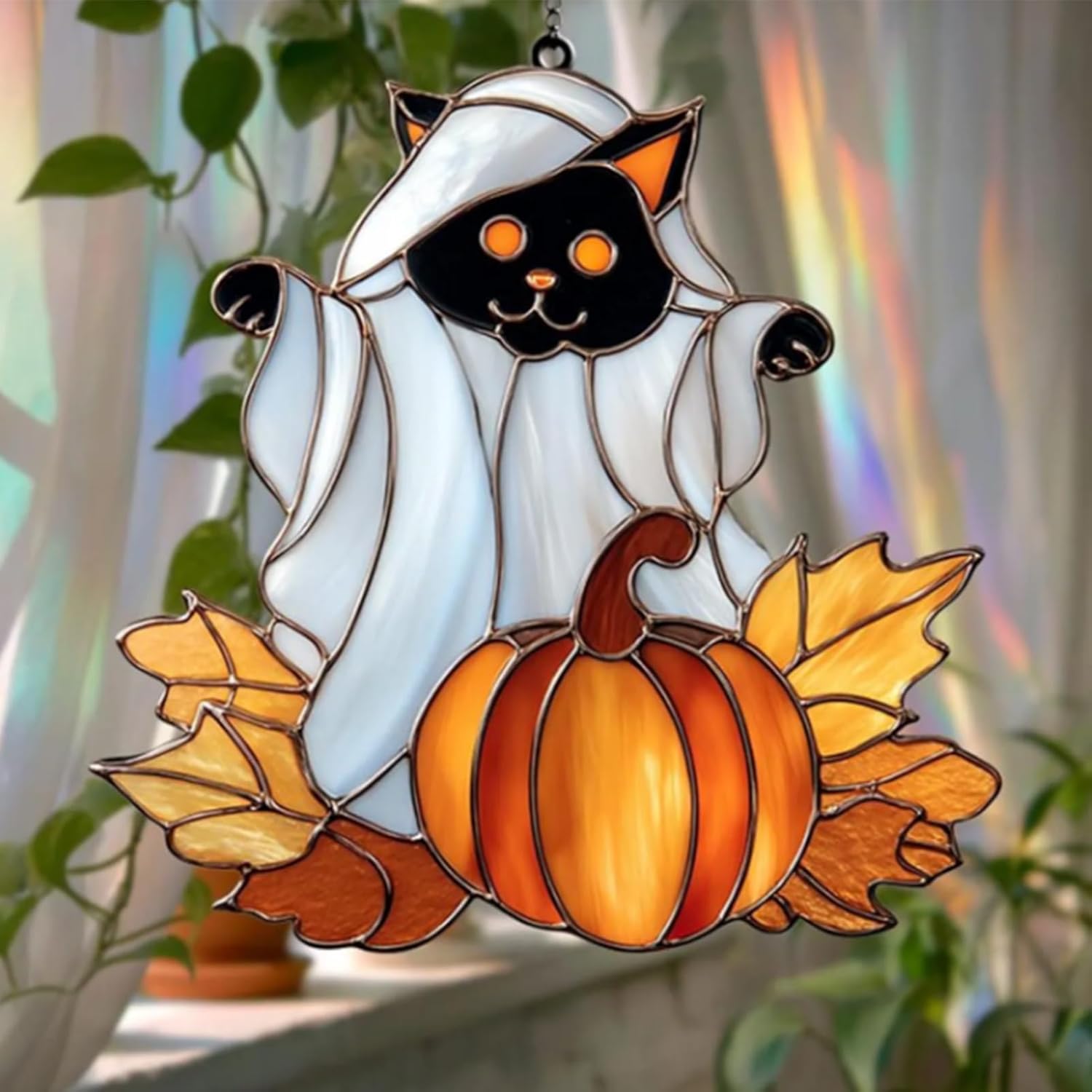 Halloween Ghost Animal Pumpkin Suncatcher Window Decor