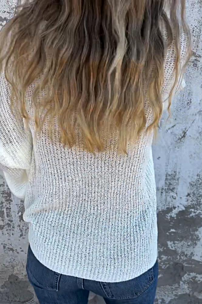 Women's Solid Color V-neck Loose Sweater