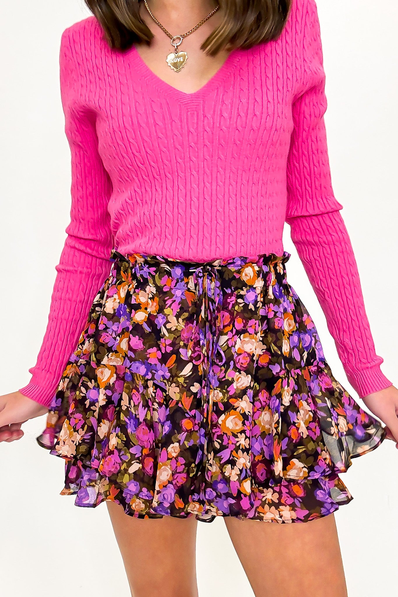 Violet Dreams Floral Flounce Skort