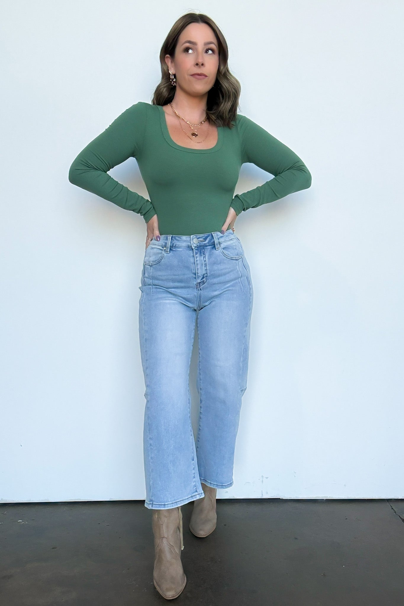 Crop Wide Leg Seam Detail Jeans