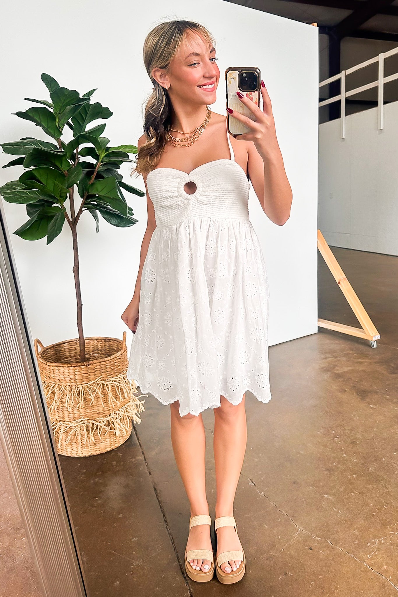 Kalis Scallop Eyelet Dress