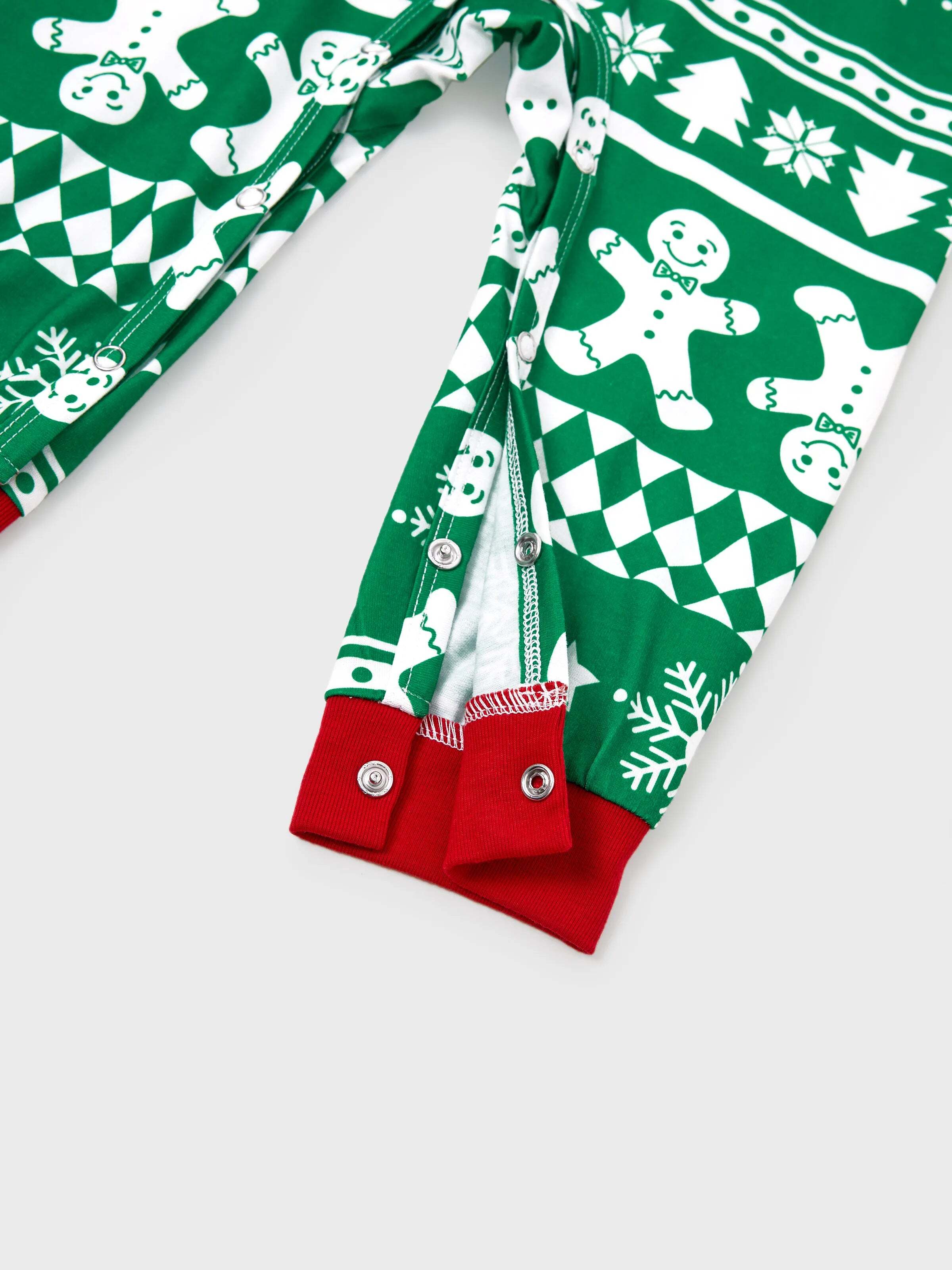 Christmas Matching Family Pajamas Set Gingerbread and Christmas Tree Print Green PJS with Christmas Socks Green