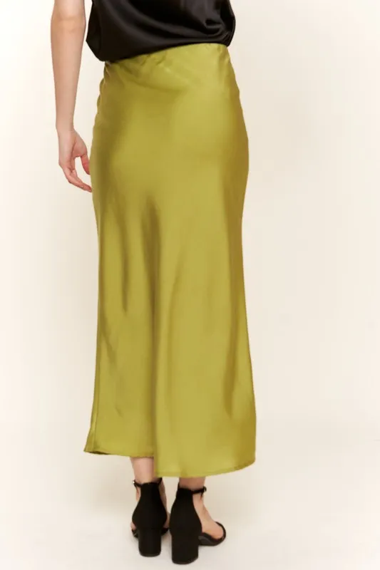 And The Why Satin Midi Skirt