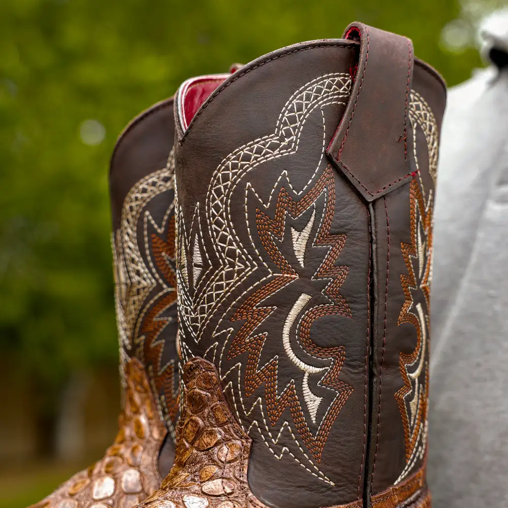 Orix American Gator Belly Leather Boots With Lightweight Soles - Square Toe