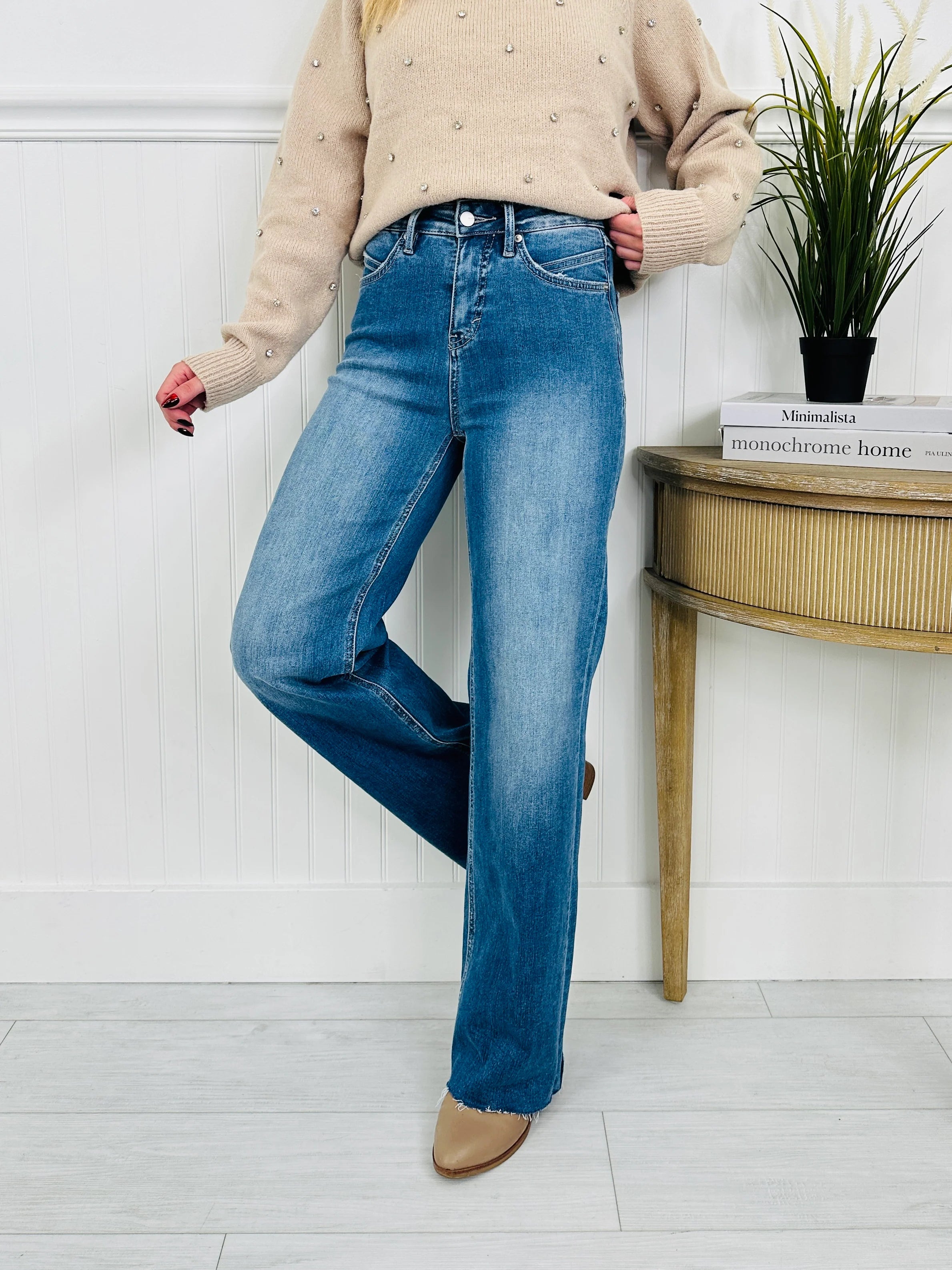 Go Into Detail Tummy Control Wide Leg Jeans