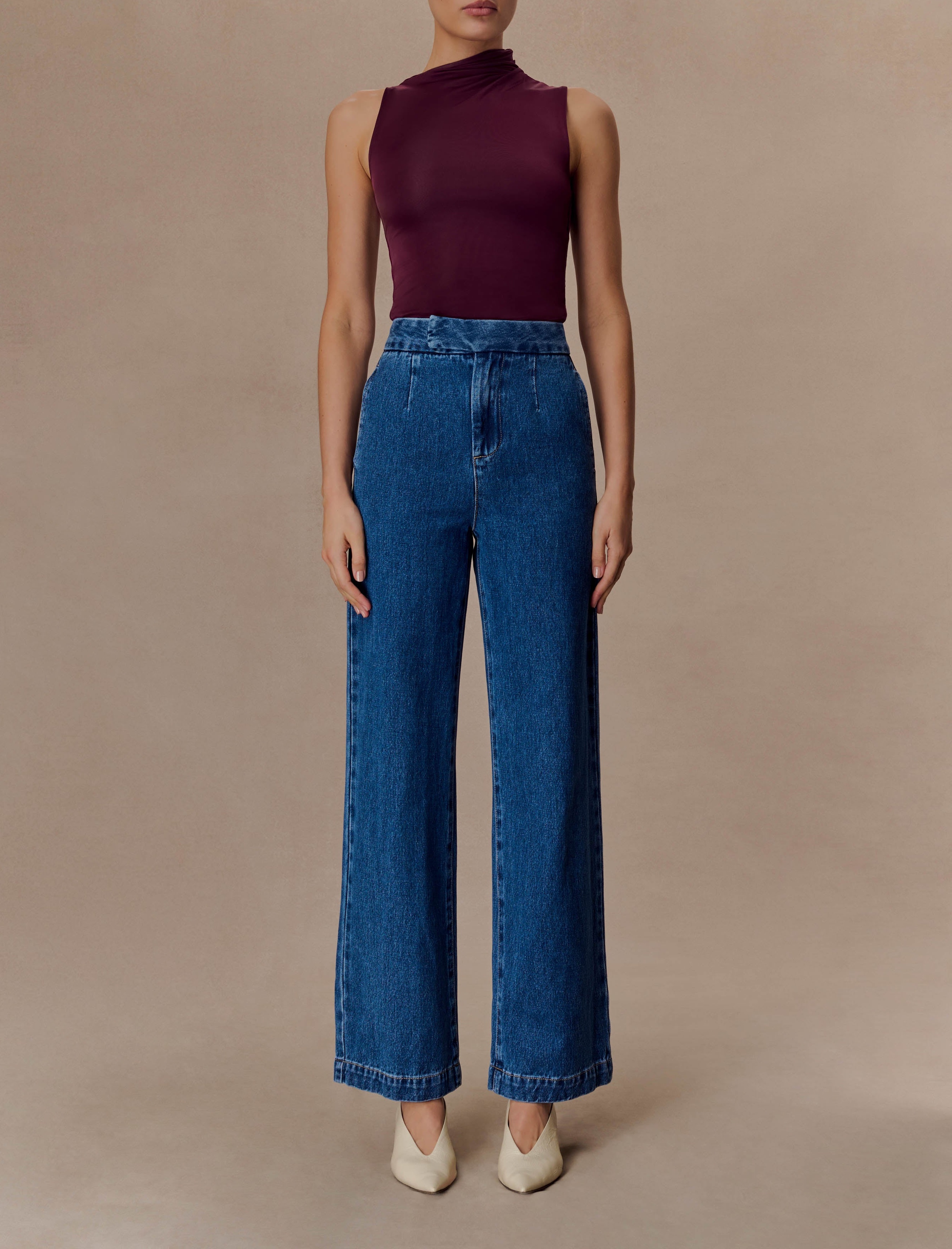 Burgundy Sleeveless Slinky Top