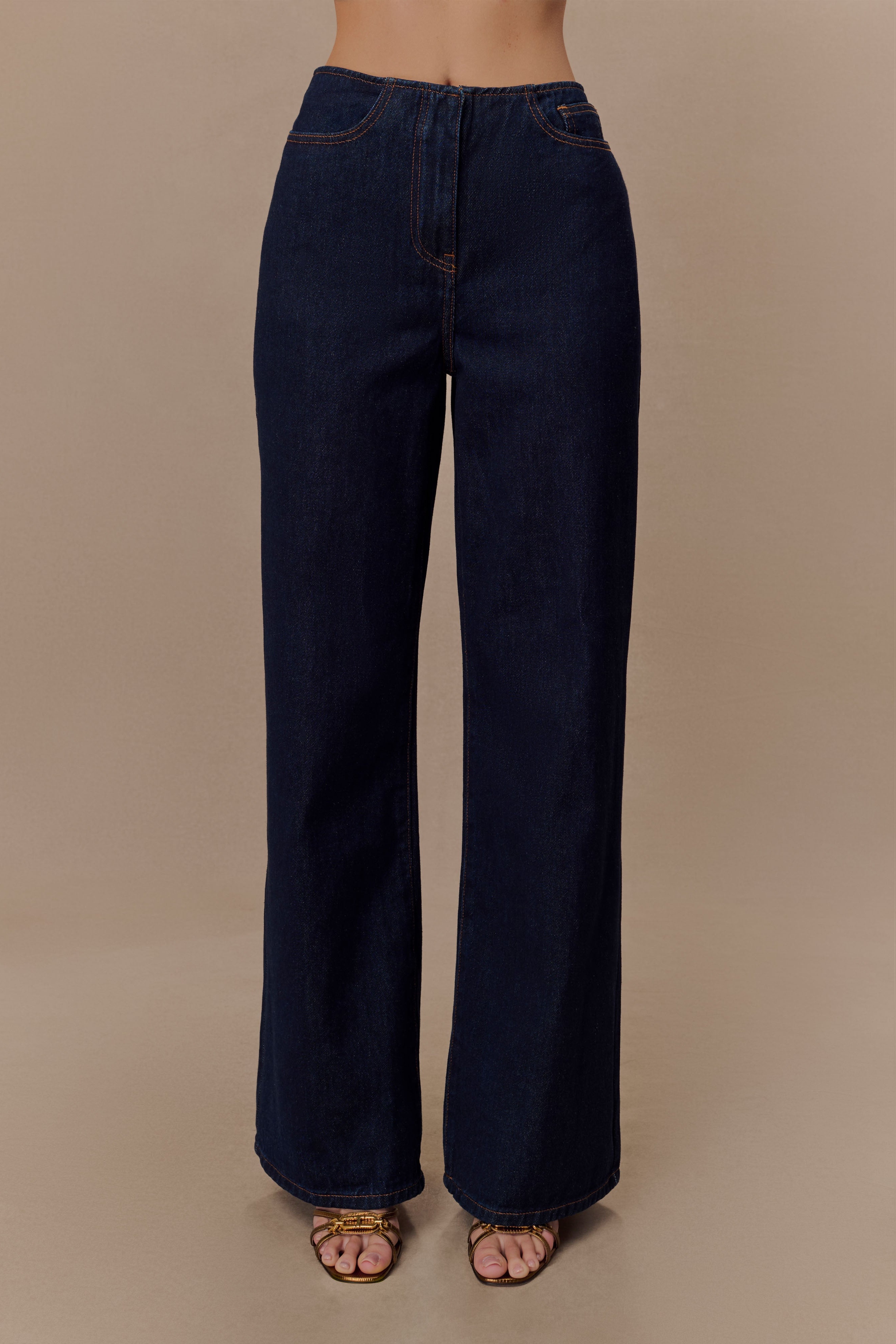 Blue Mid Rise Denim Jeans