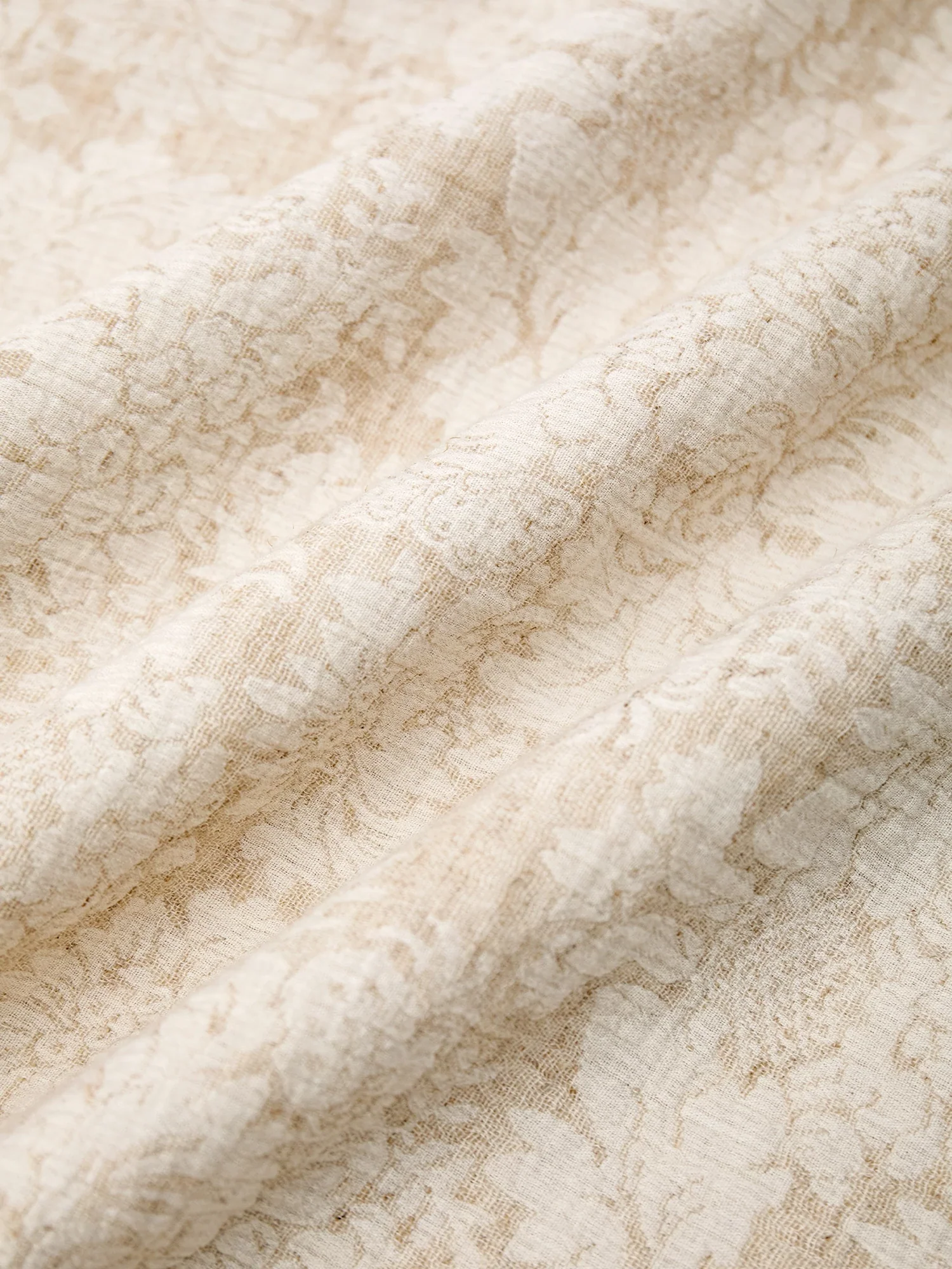 Cotton & Linen Lapel Short Sleeve Jacquard Top