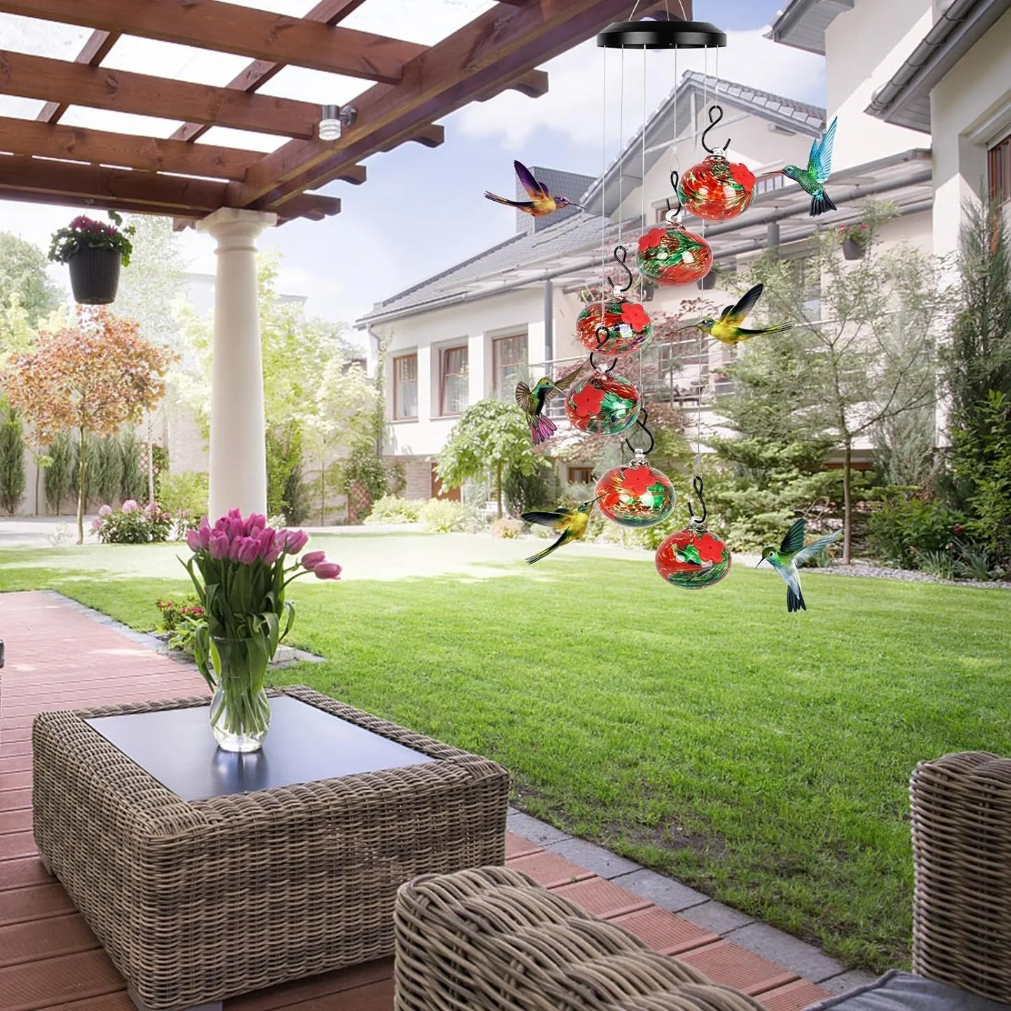 Vexlyt Glasses Wind Chime Hummingbird Feeder