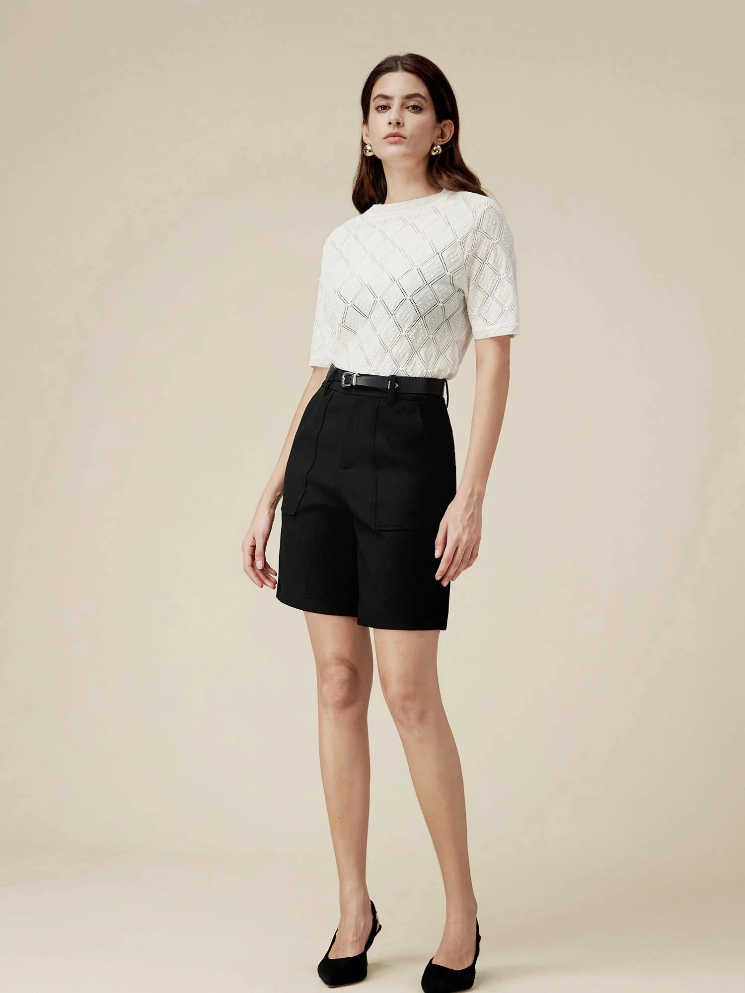 100% Lyocell Plaid Texture Top