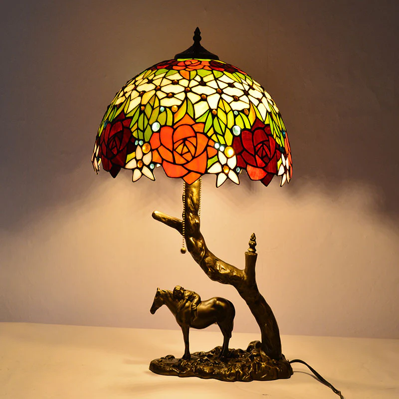 Tiffany Horse-Base Table Lamps